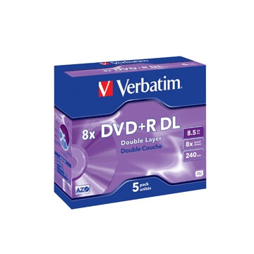 VERBATIM DVD+R DOUBLE COUCHE X5 8X JEWEL CASE 