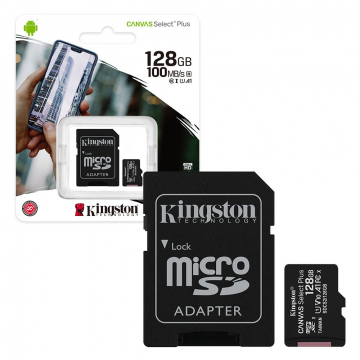 MICRO SD HC KINGSTON 128 Go - CL10 + ADAPT. SD - Taxe Sorecop Incluse